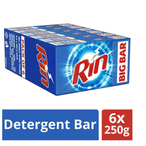 Rin Detergent Bar 250 g (Pack of 6)